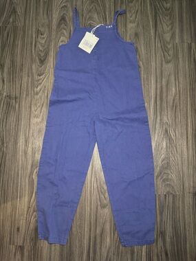TINYCOTTONS Kids Navy Blue Solid Jumpsuit Dungarees